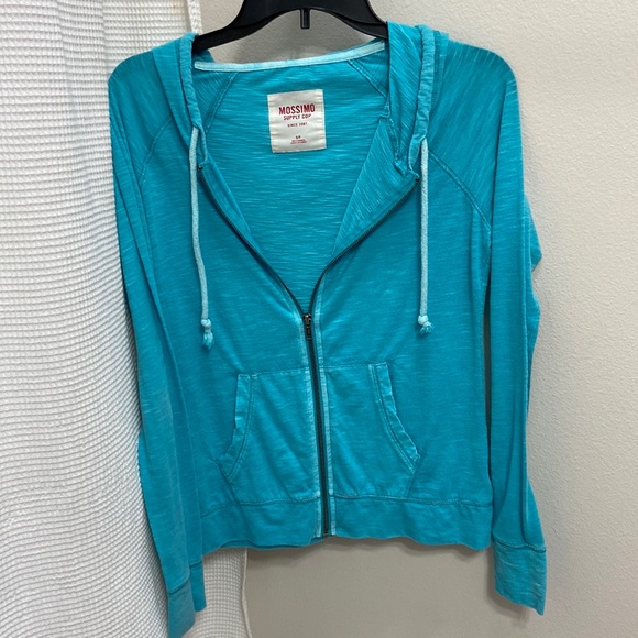 Women’s Mossimo Supply Co turquoise blue zip up jacket with hood. Size small. - Picture 7 of 12